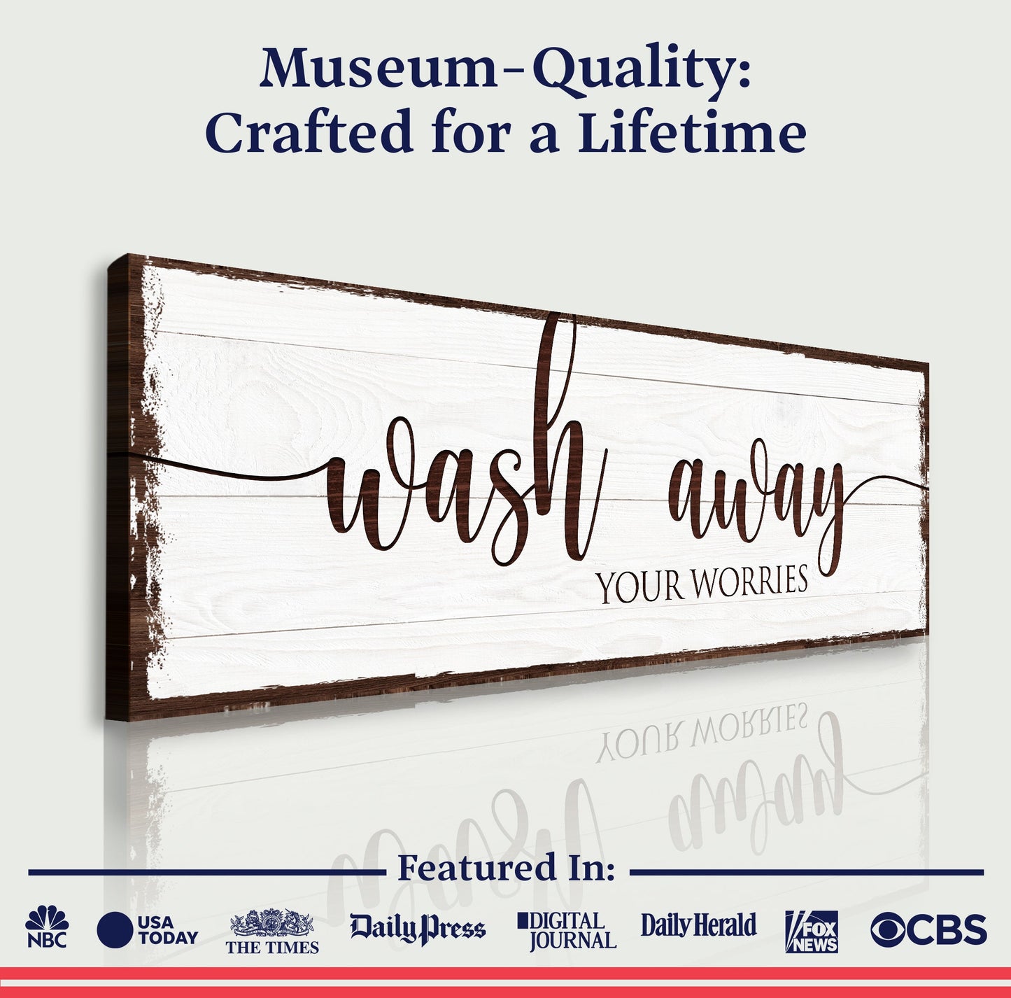 Wash Away Your Worries Bathroom Canvas Sign