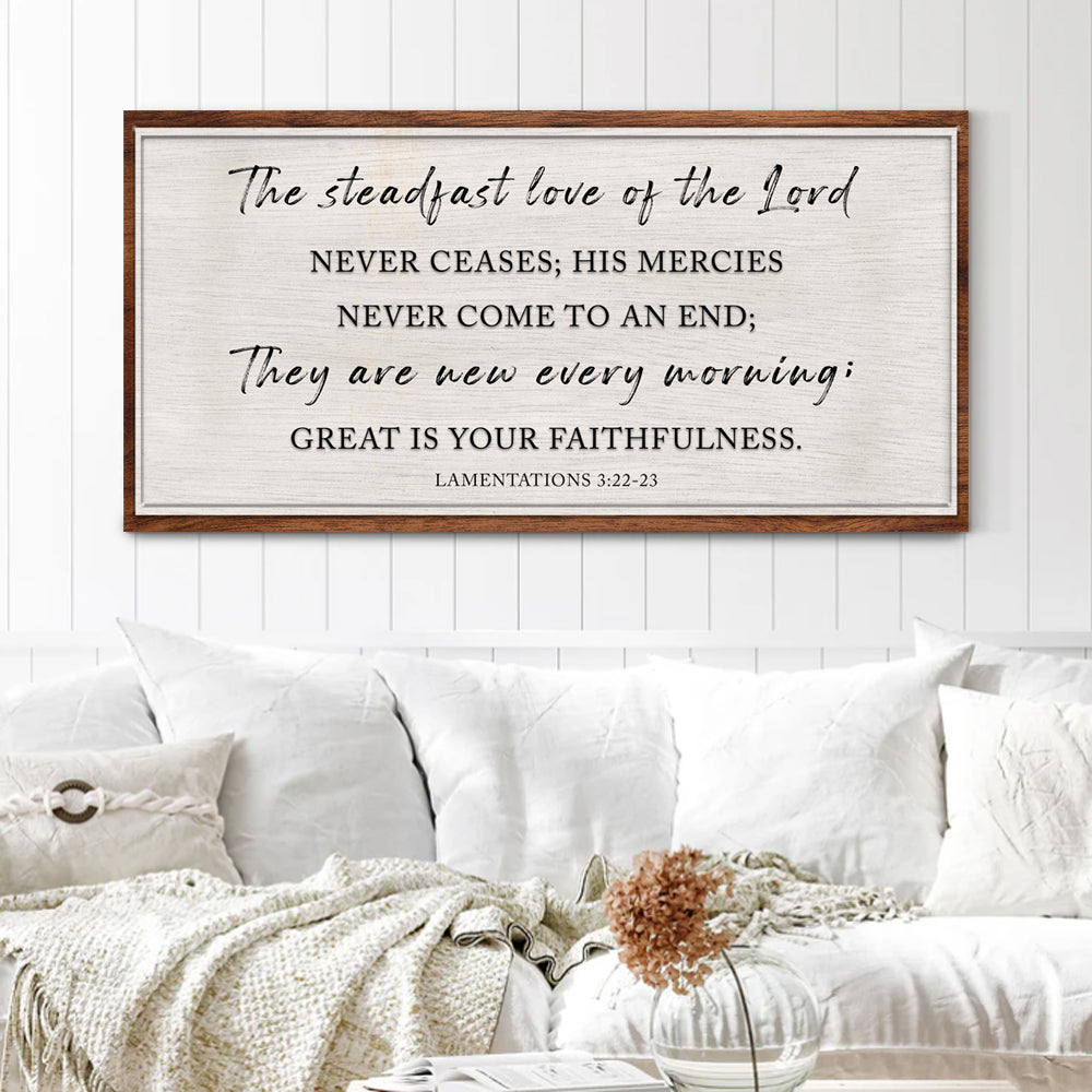 Steadfast Love of the Lord Lamentations 3:22-23 faith canvas II wide format, gallery-wrapped