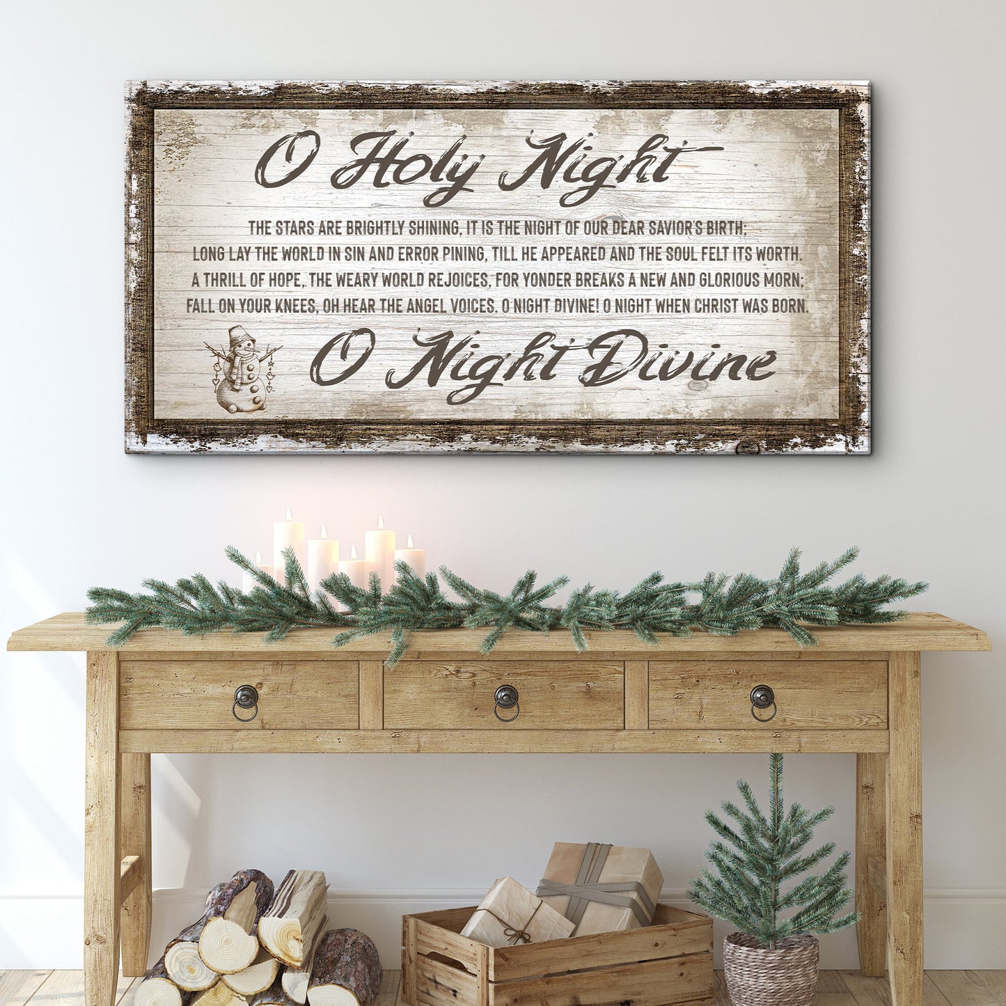 O Holy Night Christmas canvas sign scripture art for living rooms