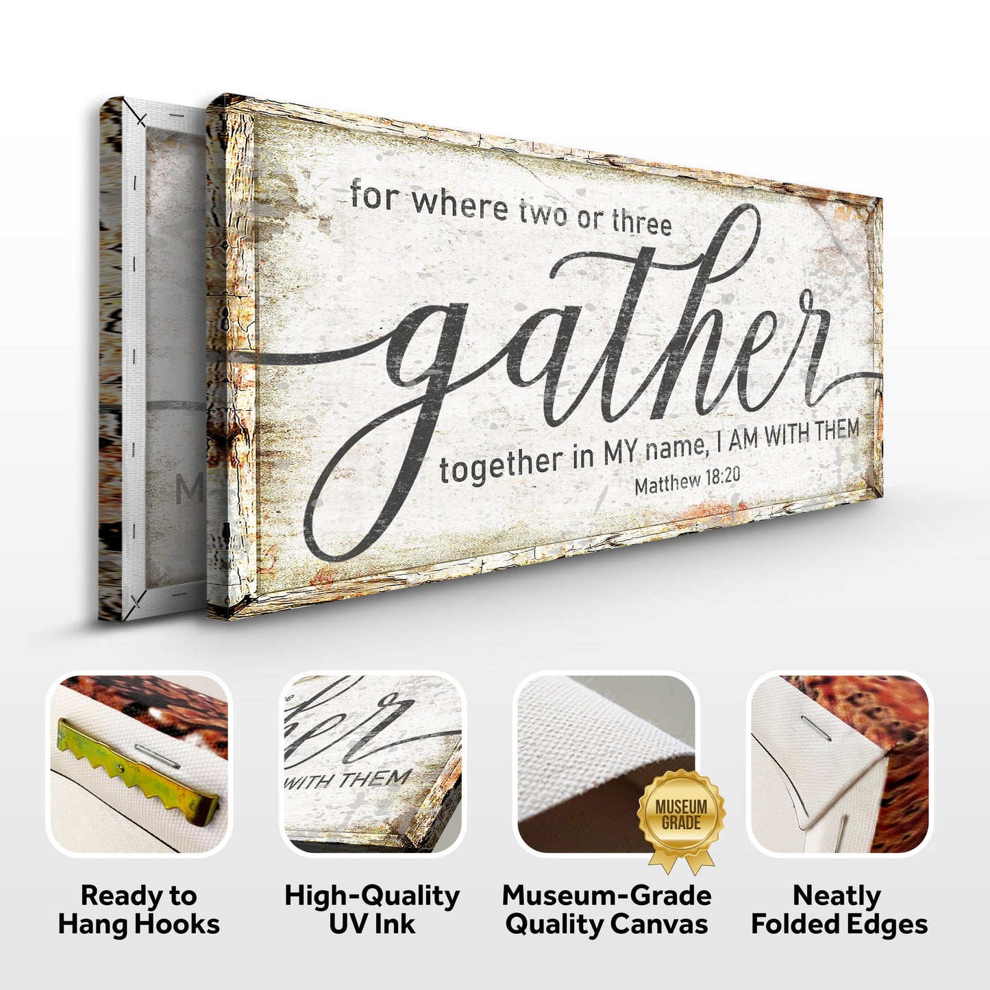Matthew 18:20 Gather in My Name Faith Canvas Wall Art