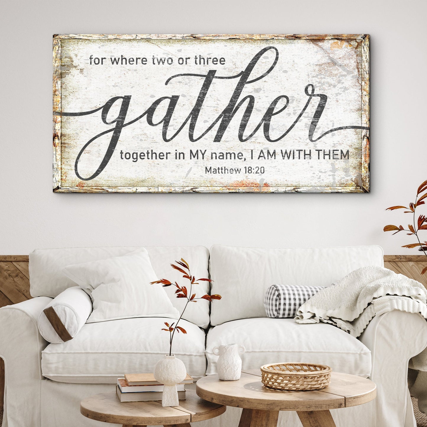 Matthew 18:20 Gather in My Name Faith Canvas Wall Art
