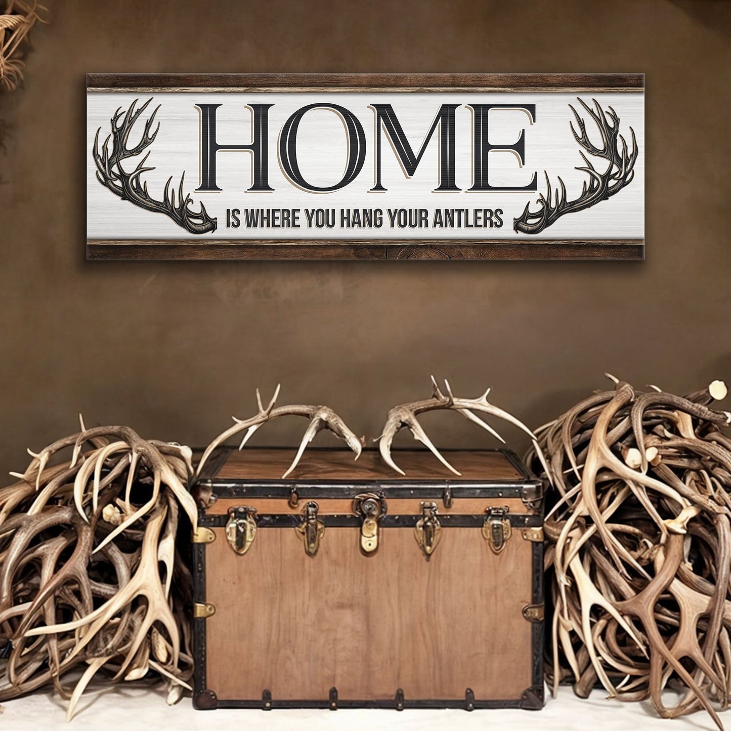 Home Is Where You Hang Your Antlers Canvas Wall Art