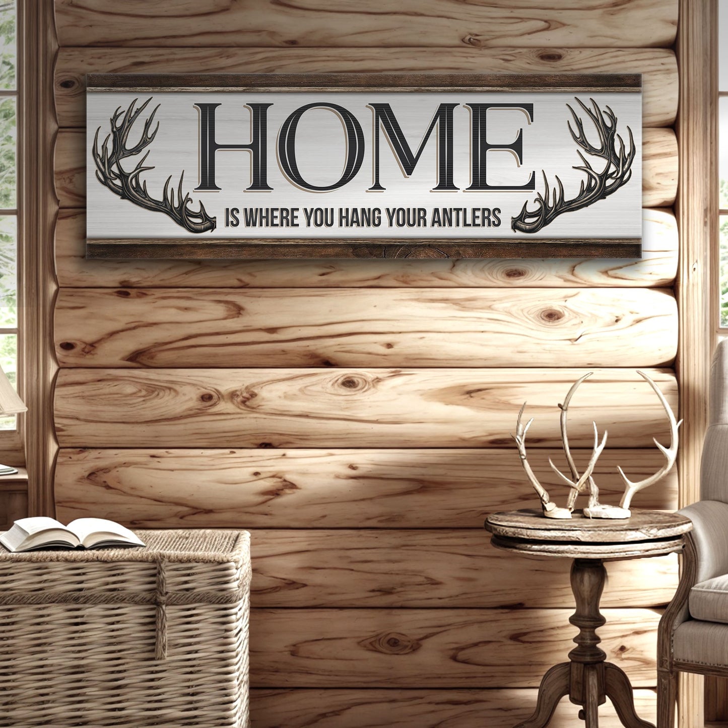 Home Is Where You Hang Your Antlers Canvas Wall Art