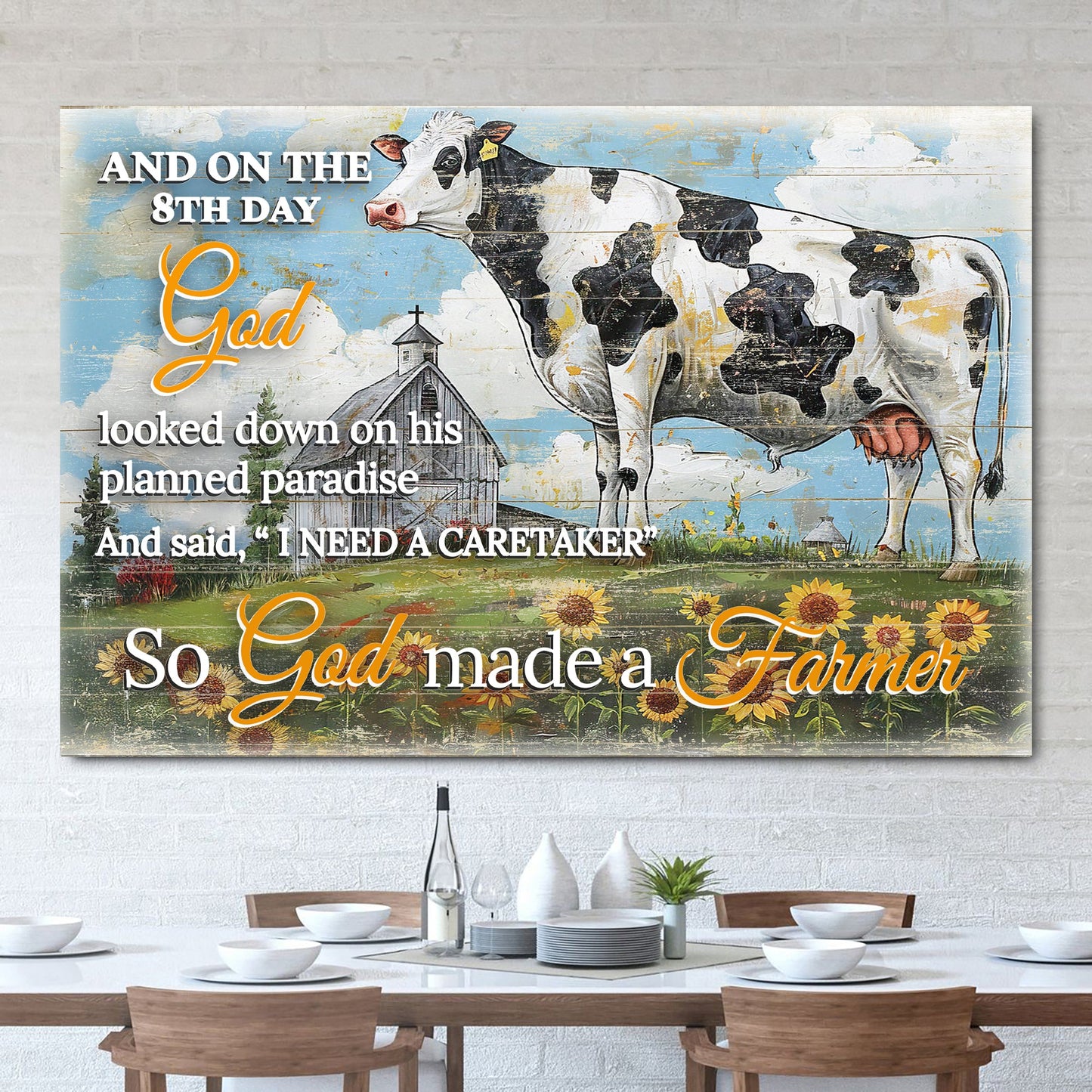 On the 8th Day God Made a Farmer Canvas Faith Sign