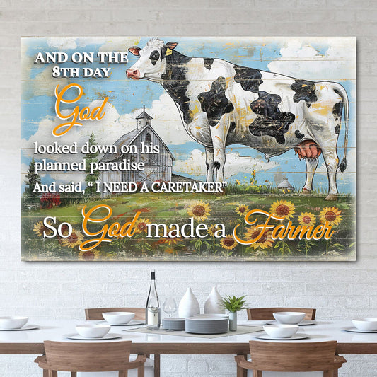On the 8th Day God Made a Farmer Canvas Faith Sign