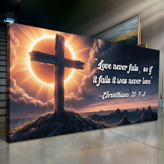 1 Corinthians 13:4-8 love never fails faith scripture canvas wall art