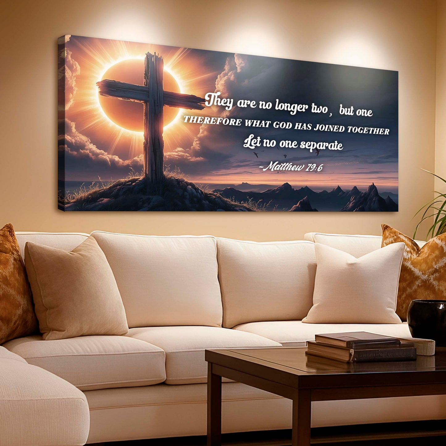 Matthew 19:6 No Longer Two But One Faith Canvas Wall Art