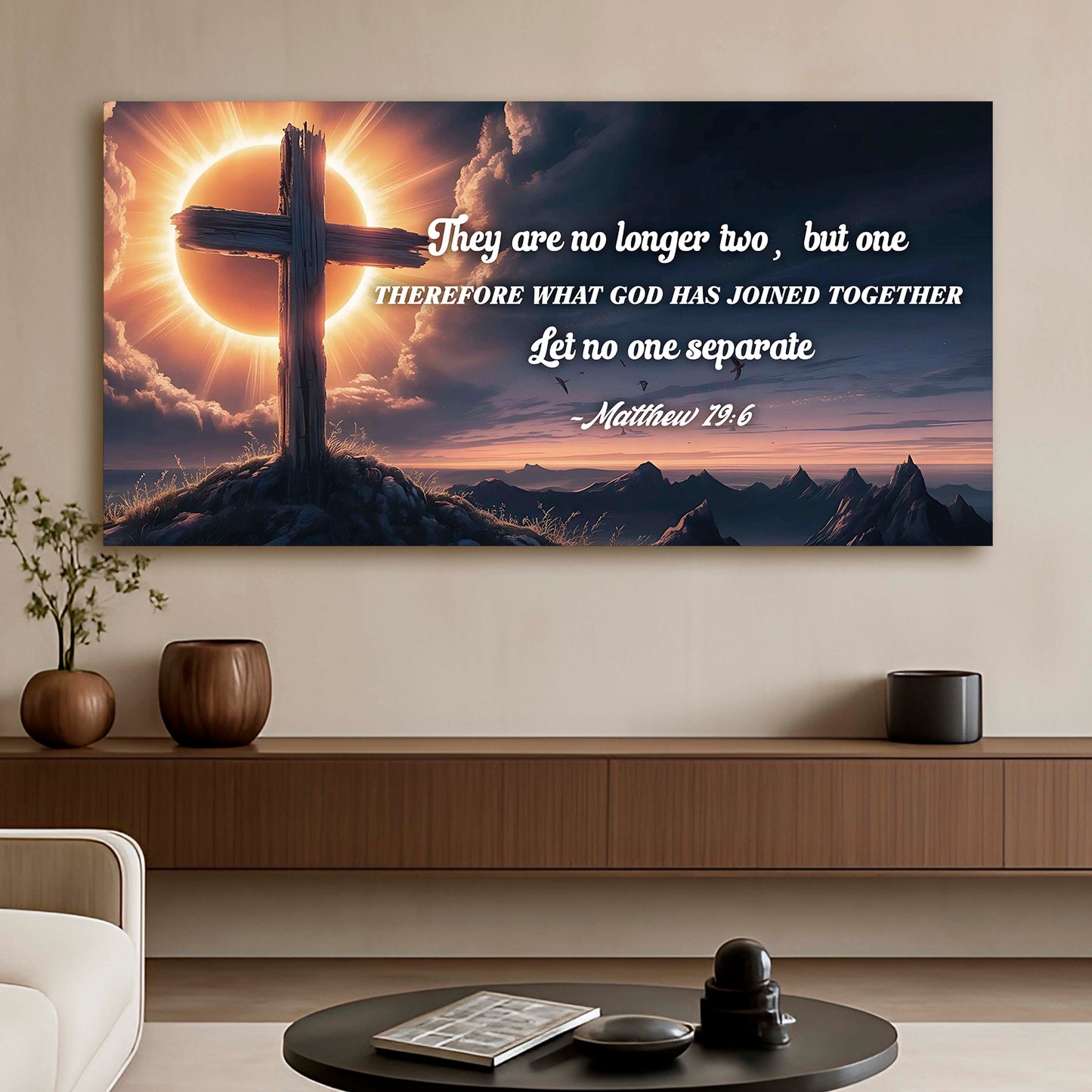 Matthew 19:6 No Longer Two But One Faith Canvas Wall Art