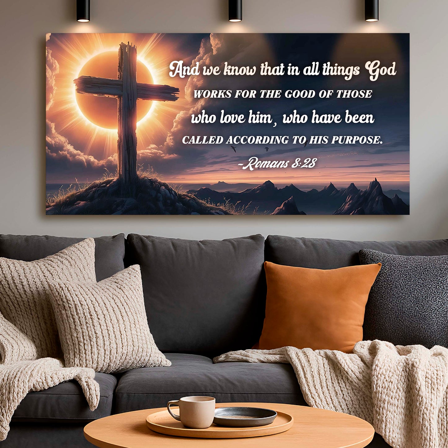 Romans 8:28 God Works For the Good Faith Canvas Sign