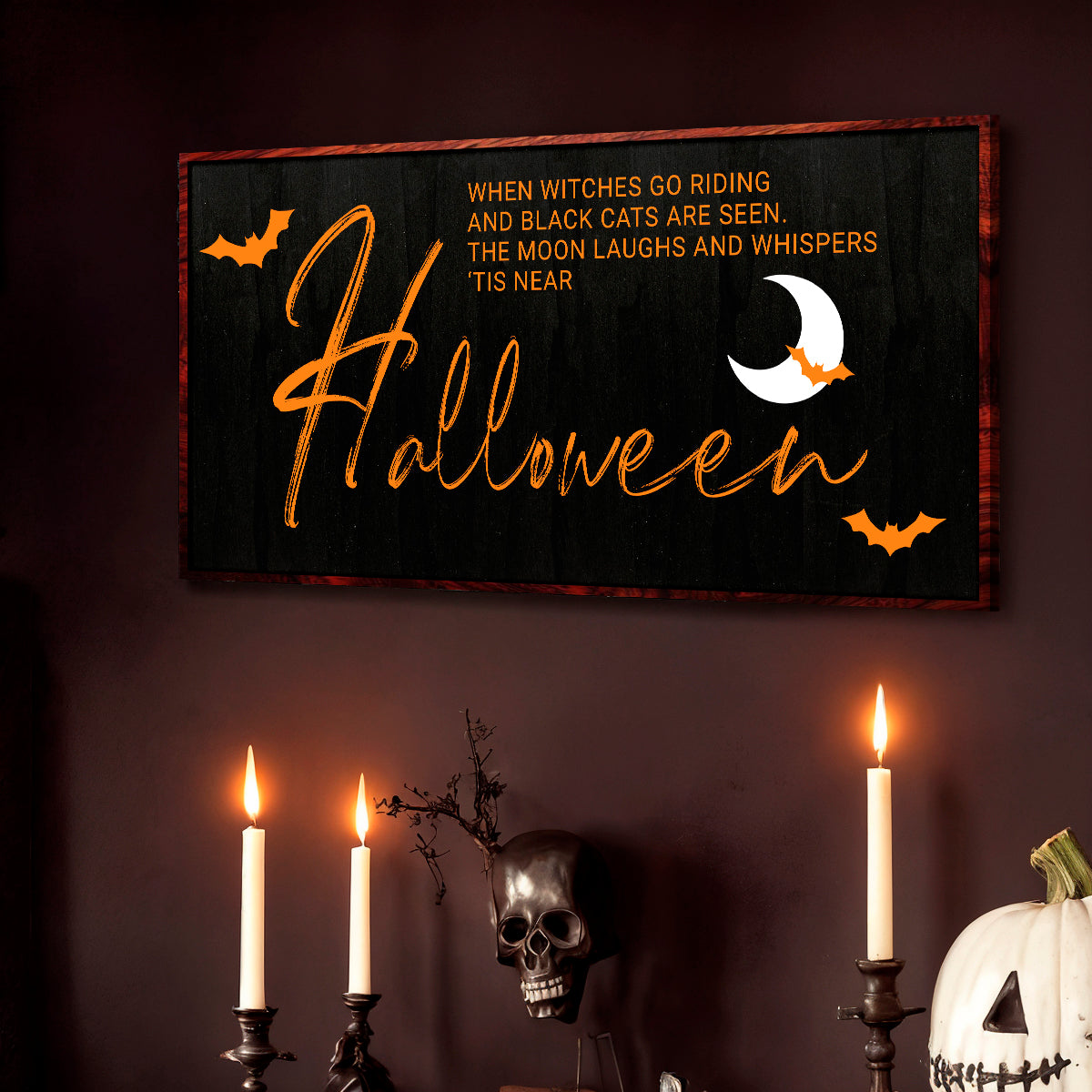 When Witches Go Riding Halloween Canvas Wall Sign