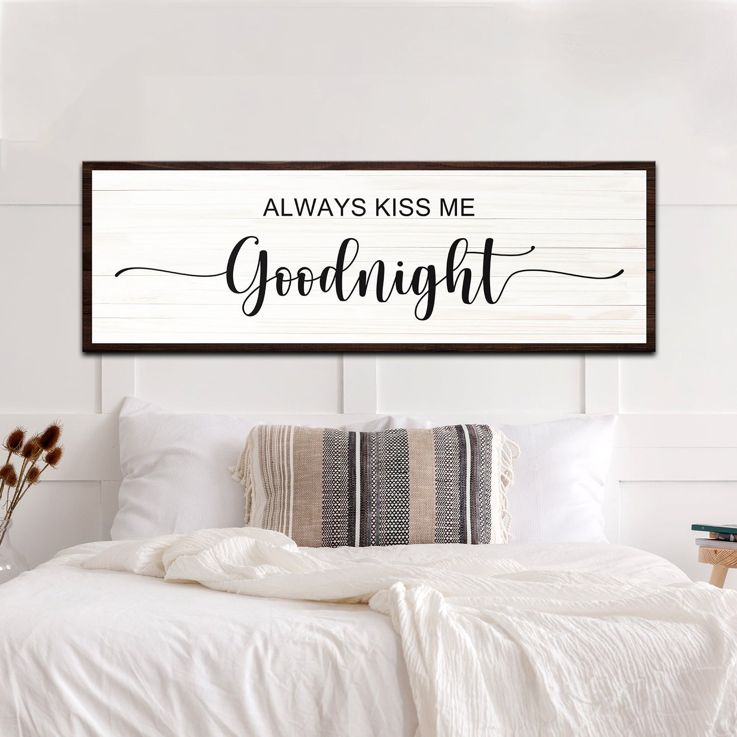 Always Kiss Me Goodnight Couple Canvas Sign