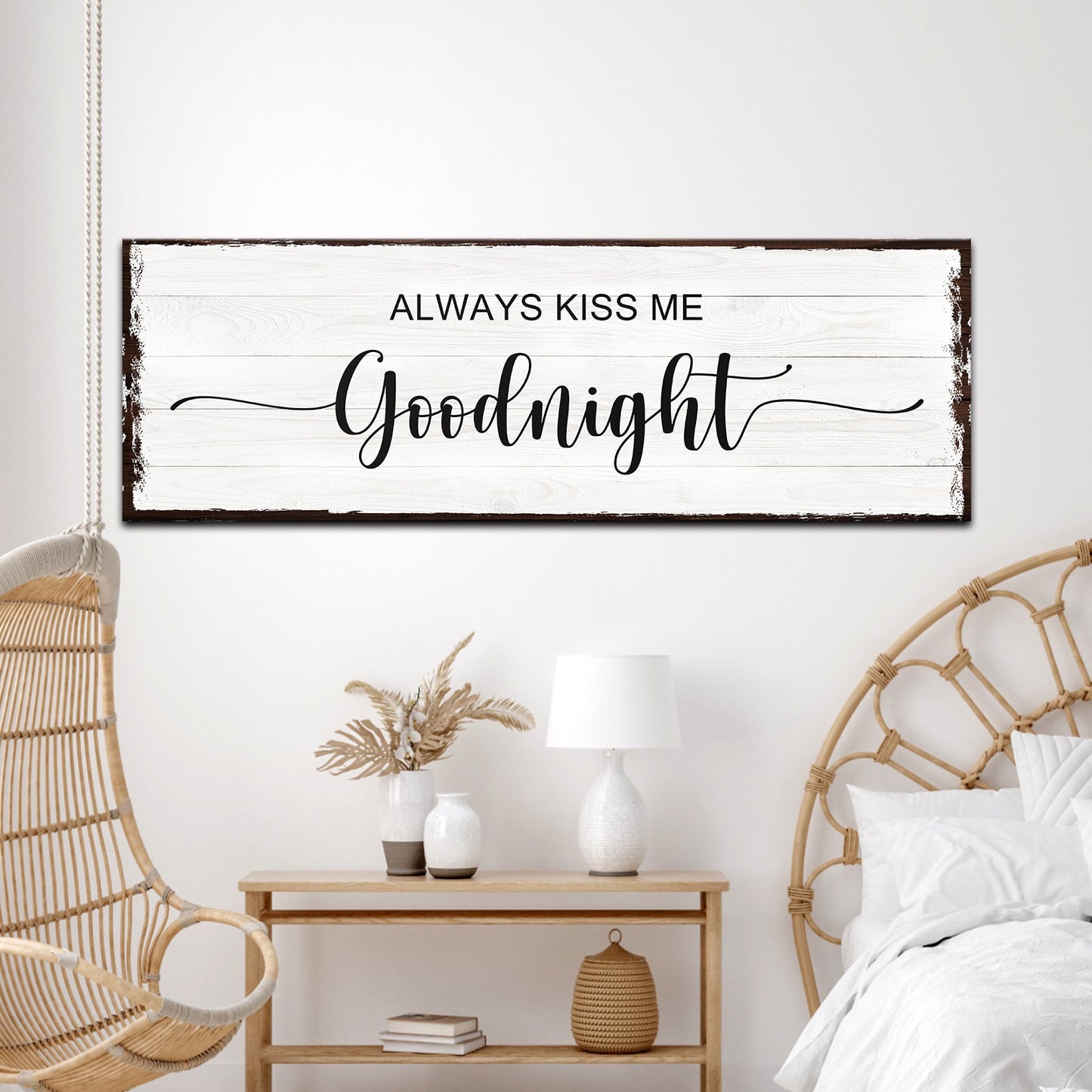 Always Kiss Me Goodnight Couple Canvas Sign