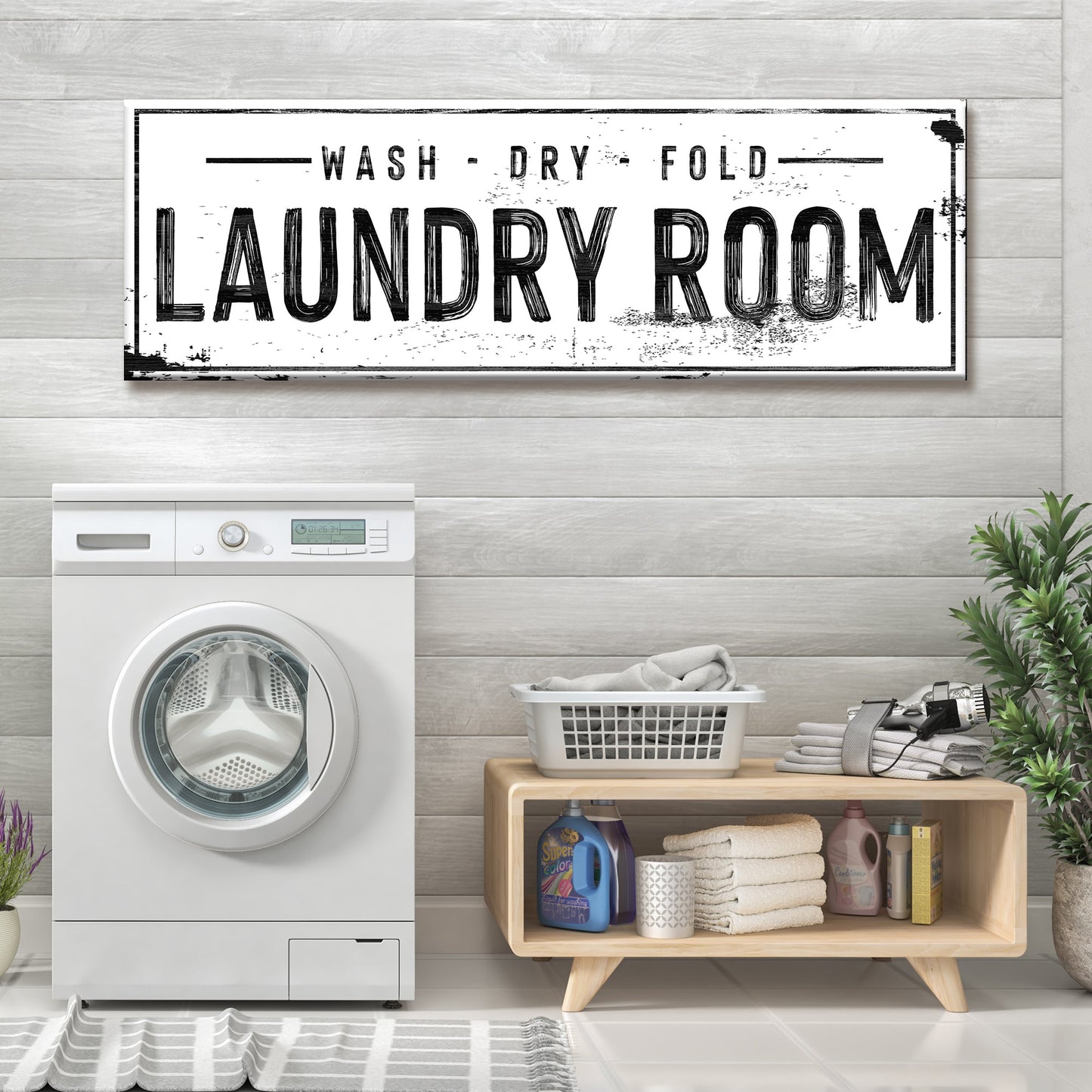 Laundry Room Wash Dry Fold Canvas Sign