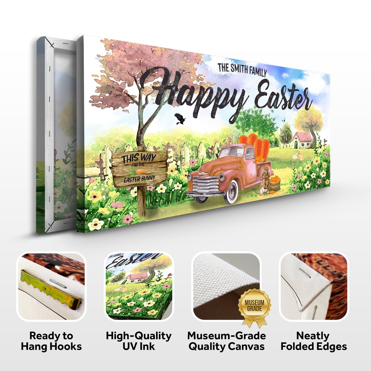 Family Happy Easter Canvas Sign