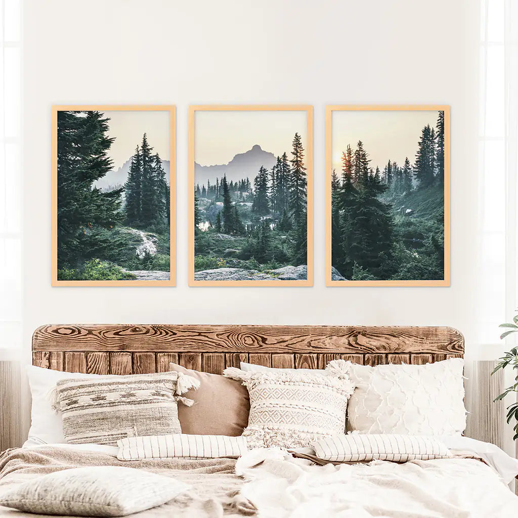 Mountain Forest Wilderness Wall Art, USA 3 Piece Set