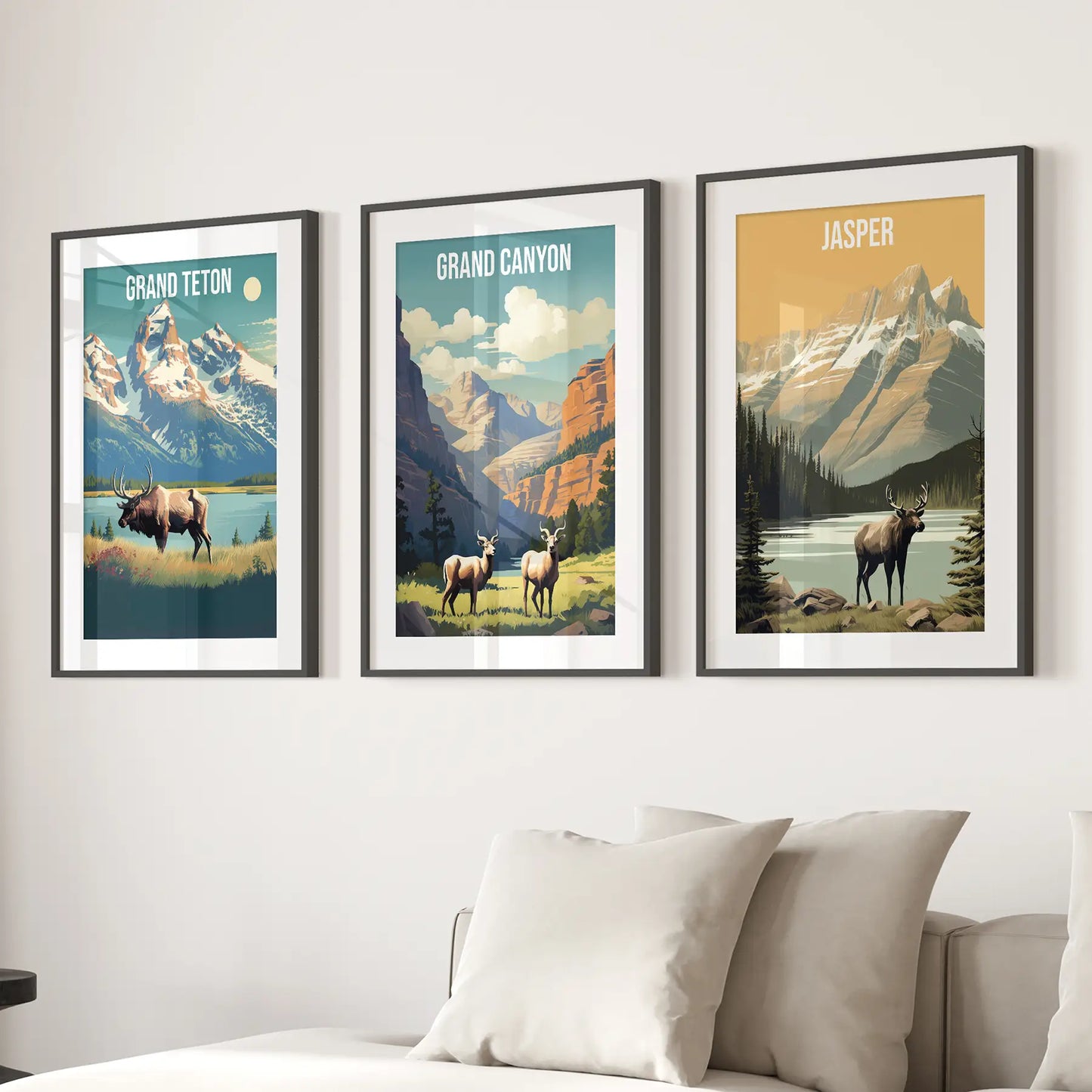 National Park Wall Art Set Grand Canyon Jasper Teton
