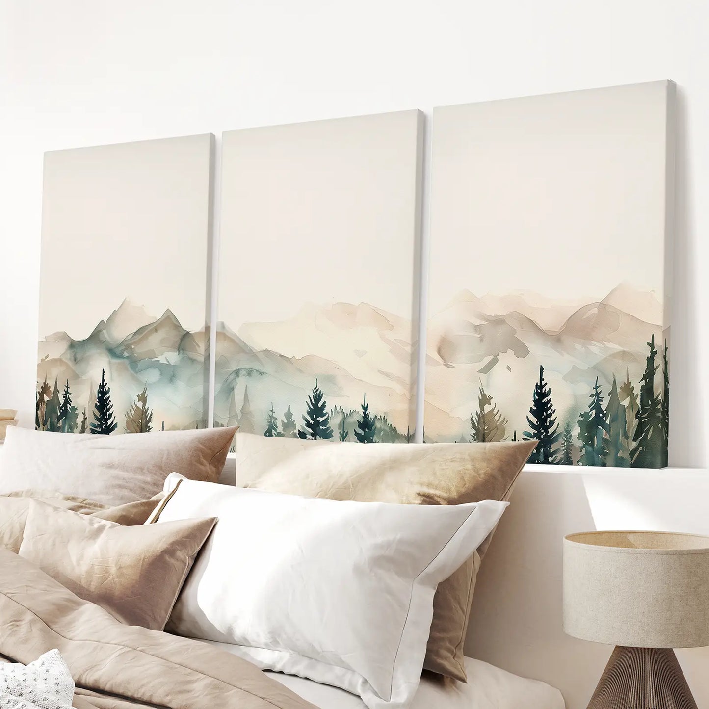 Minimal Mountain Forest Nature Wall Art Set of 3