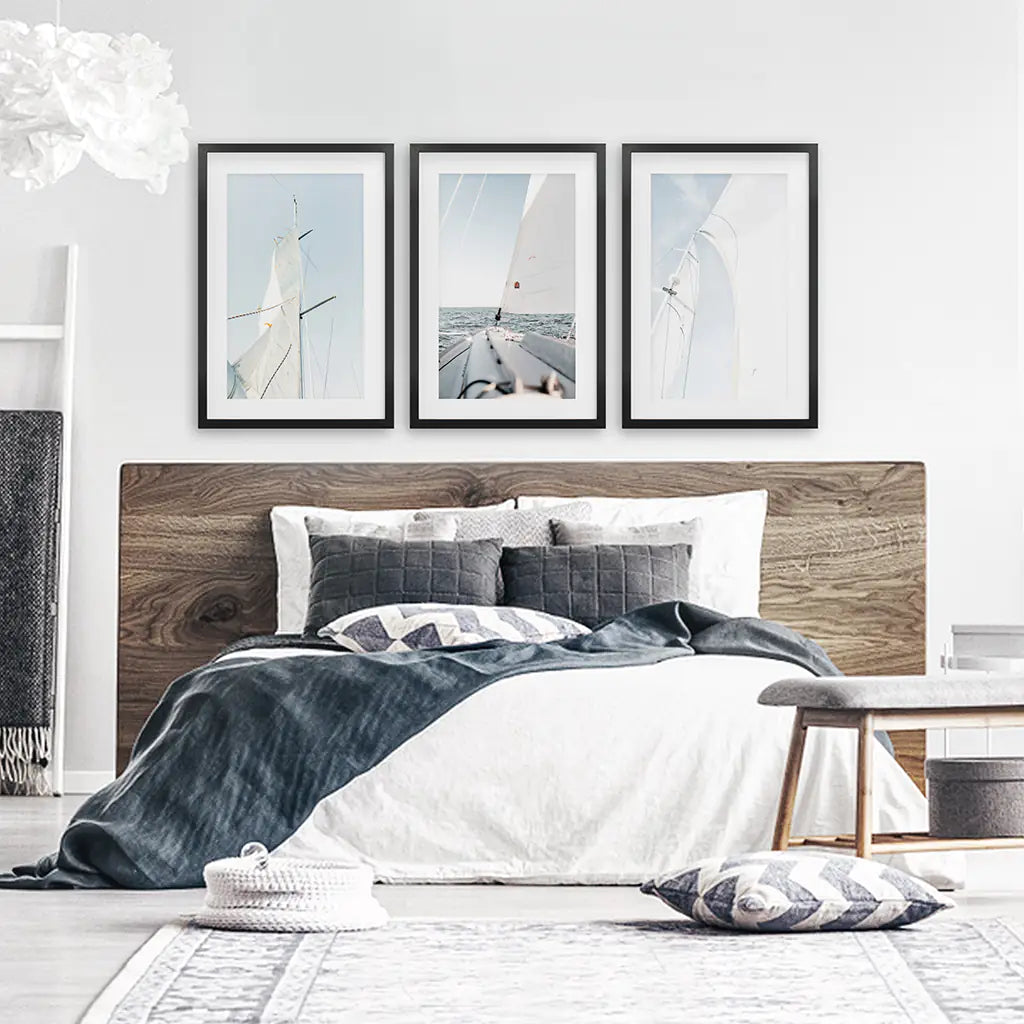 Nautical Sailing Wall Art Set of 3 Yacht Prints