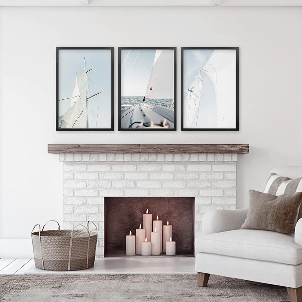 Nautical Sailing Wall Art Set of 3 Yacht Prints