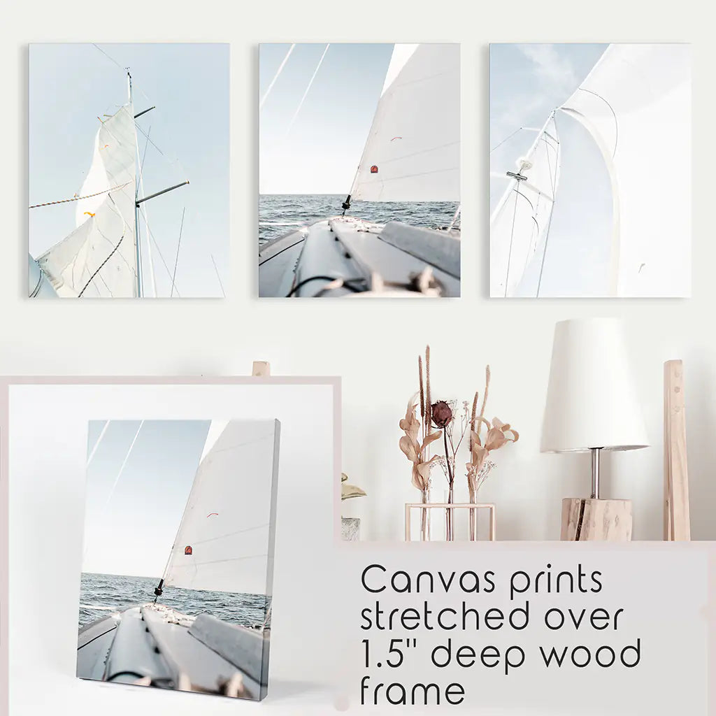 Nautical Sailing Wall Art Set of 3 Yacht Prints
