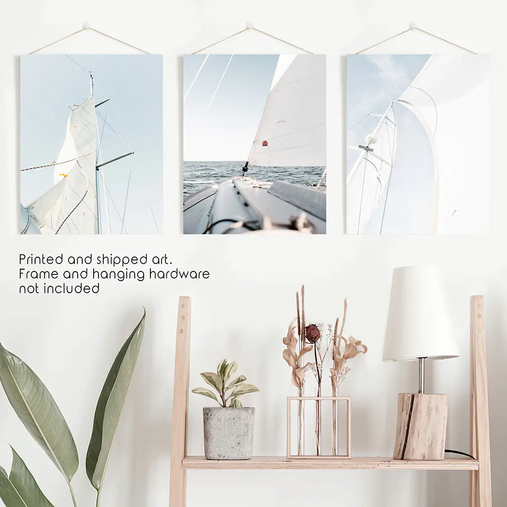 Nautical Sailing Wall Art Set of 3 Yacht Prints