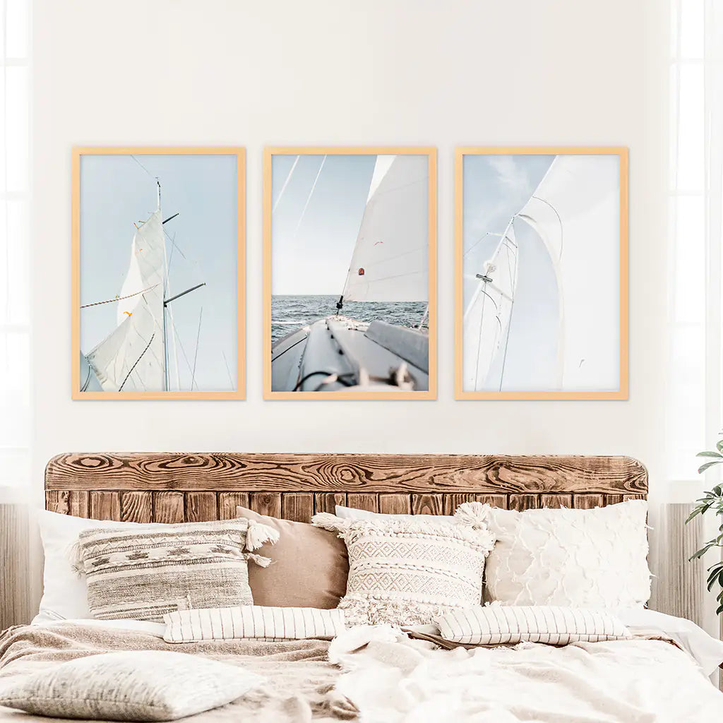 Nautical Sailing Wall Art Set of 3 Yacht Prints