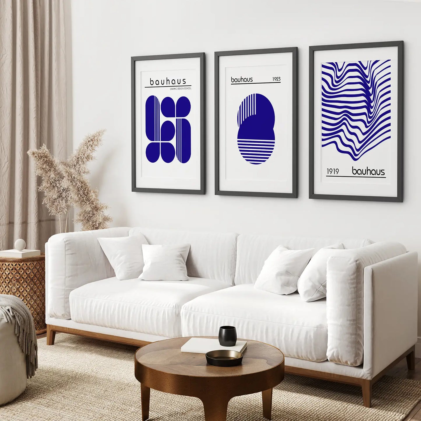 Minimalist Geometric Wall Art Set of 3 Bauhaus-Style Prints