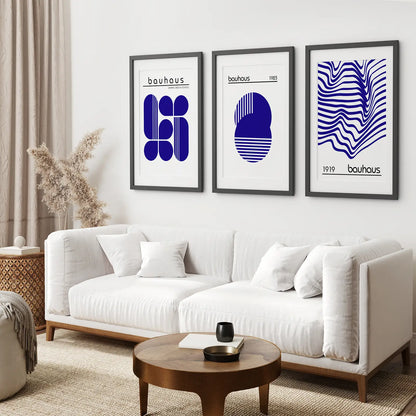 Minimalist Geometric Wall Art Set of 3 Bauhaus-Style Prints