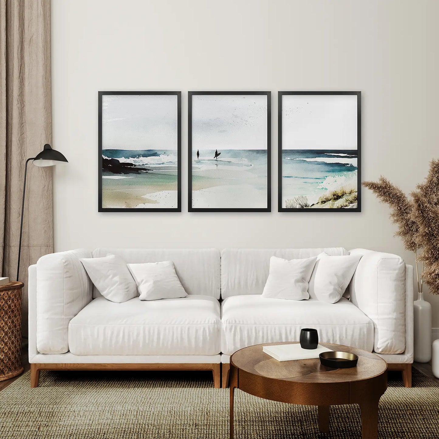 Navy Blue Coastal Wall Art Set of 3 Beach House Prints
