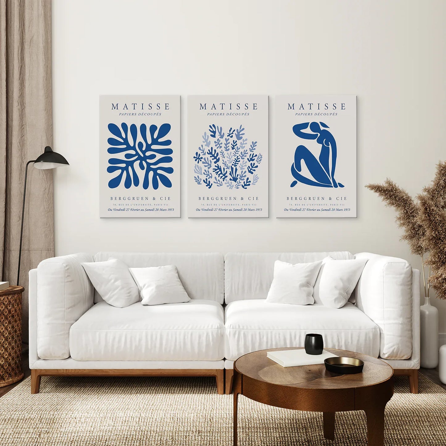 Blue Abstract Museum Wall Art Set of 3 Prints