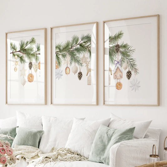 Vintage Christmas trendy winter wall art print