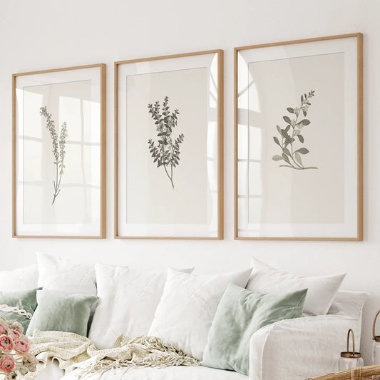 Vintage Floral 3 Piece Wall Art Rustic Botanical Set