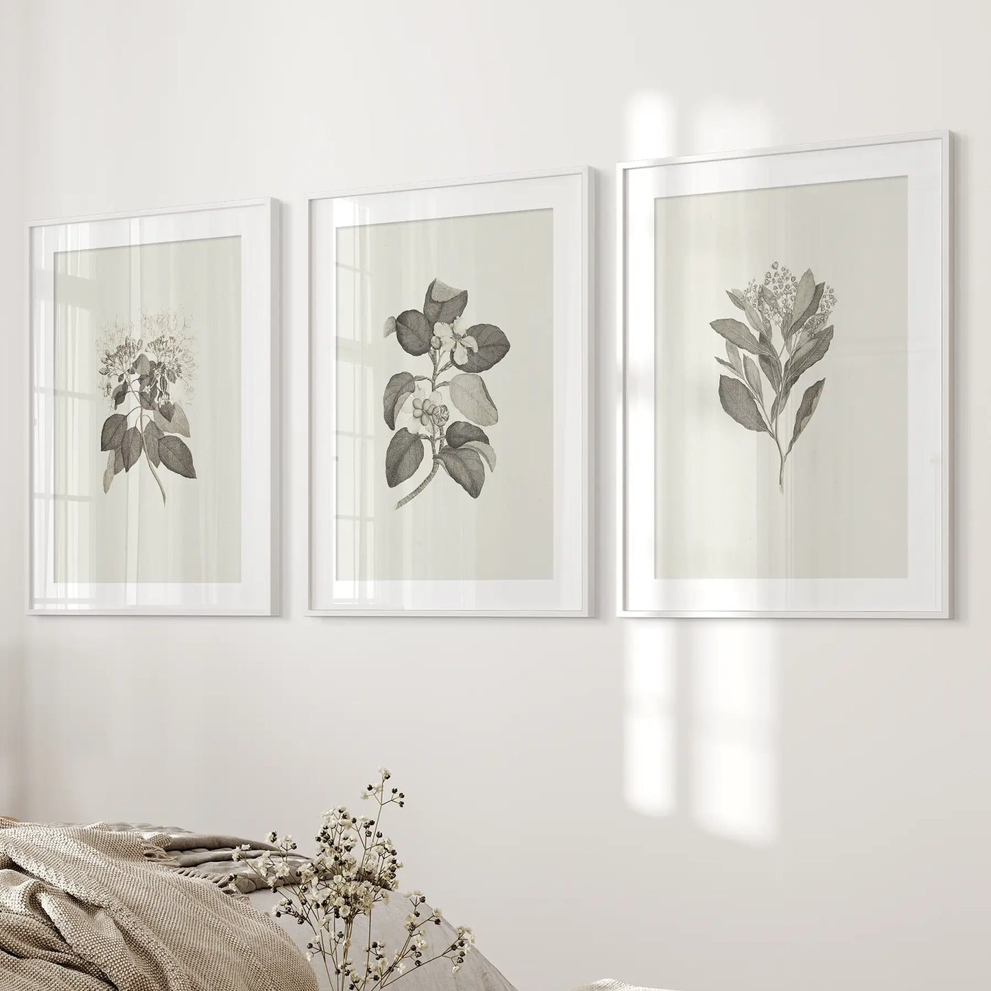Antique Floral 3 Piece Wall Art Print Set