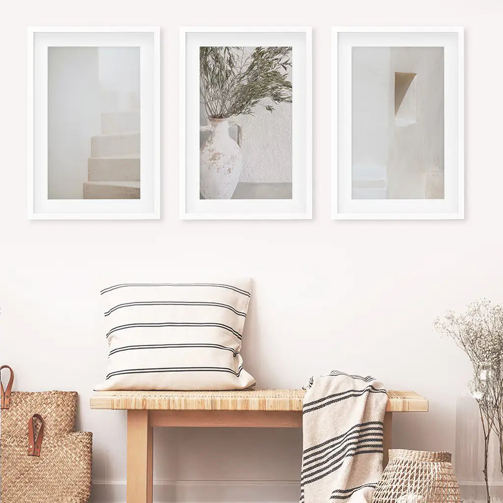 Boho Architectural Wall Art Set of 3 - Neutral Tones