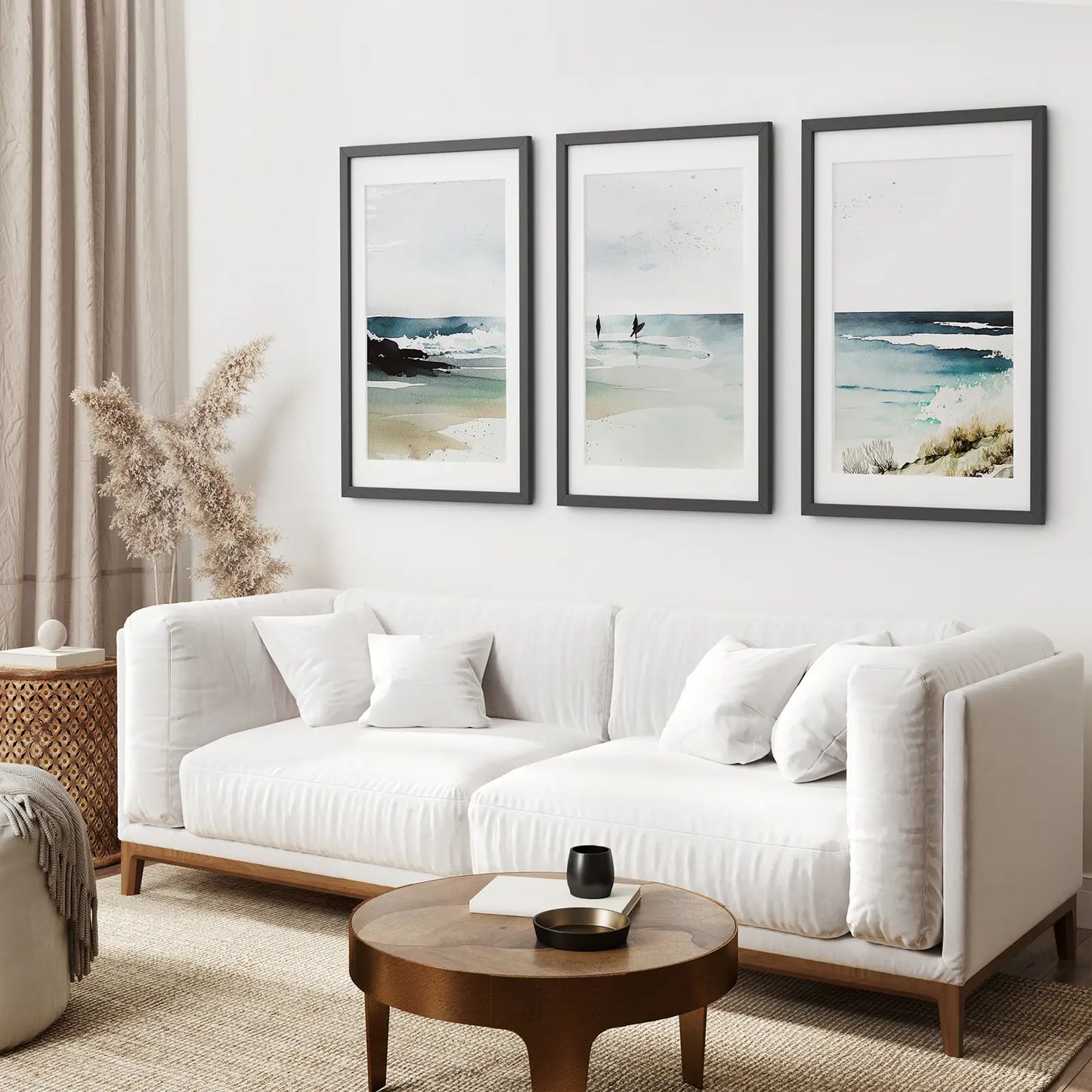 Navy Blue Coastal Wall Art Set of 3 Beach House Prints