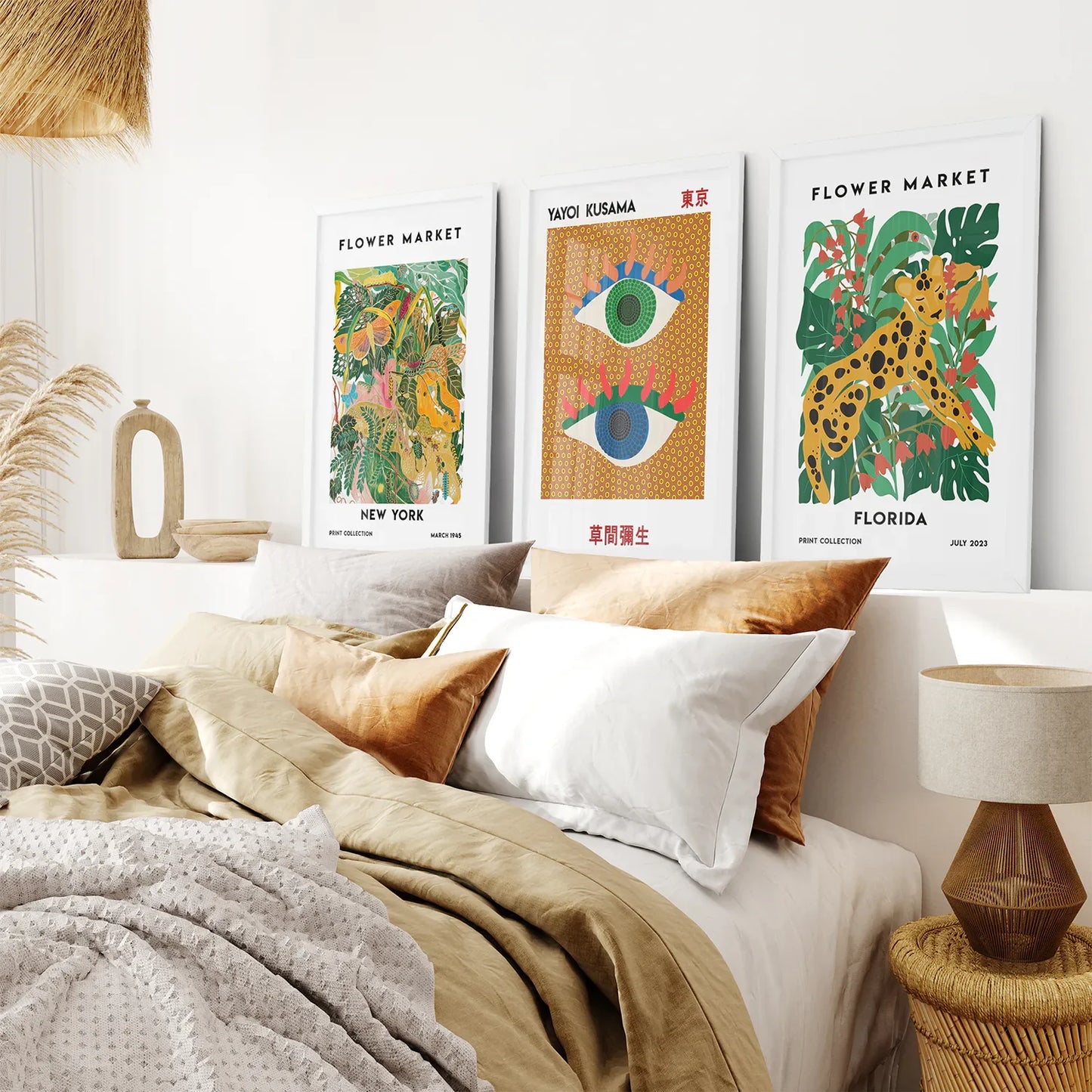 Modern Abstract Flower Marker Wall Art Set of 3