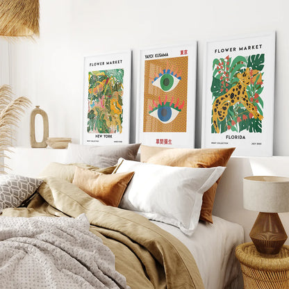 Modern Abstract Flower Marker Wall Art Set of 3