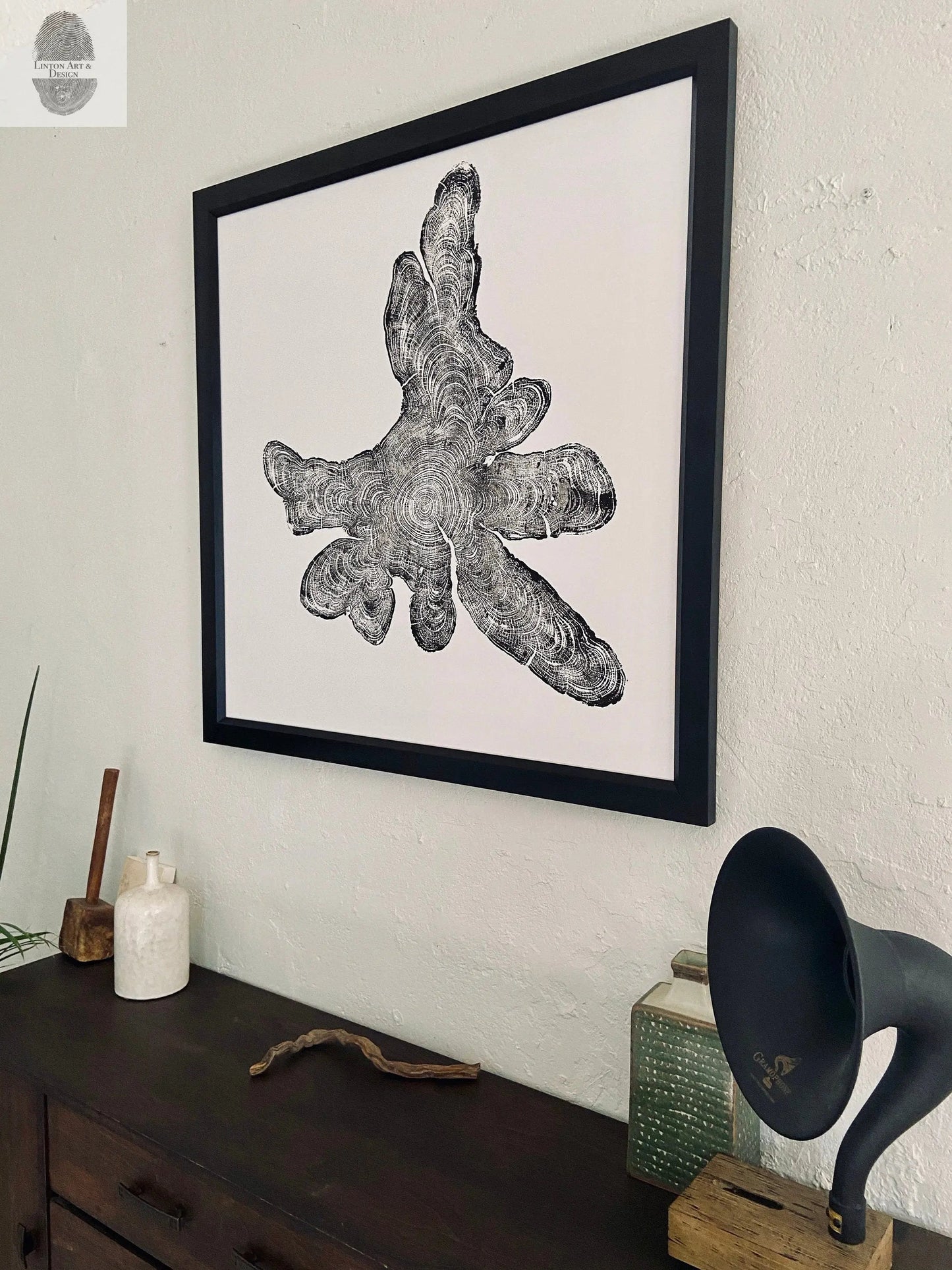 Adirondack Mountains Tree Ring Woodcut Print - Large 36x36