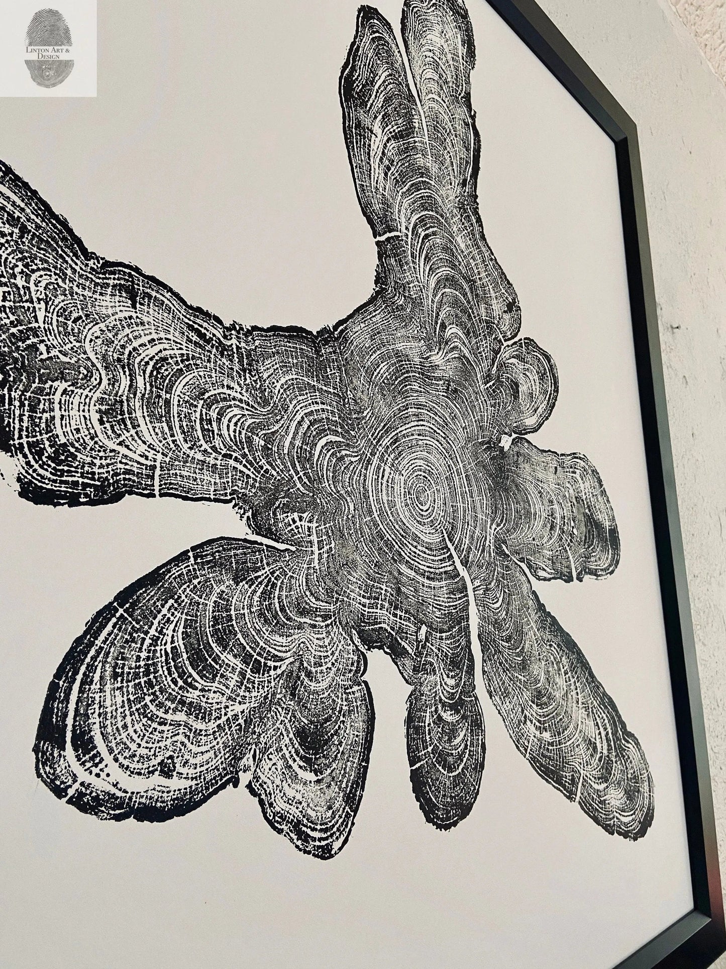 Adirondack Mountains Tree Ring Woodcut Print - Large 36x36