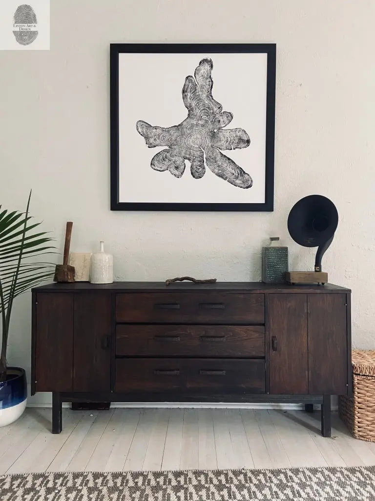 Adirondack Mountains Tree Ring Woodcut Print - Large 36x36