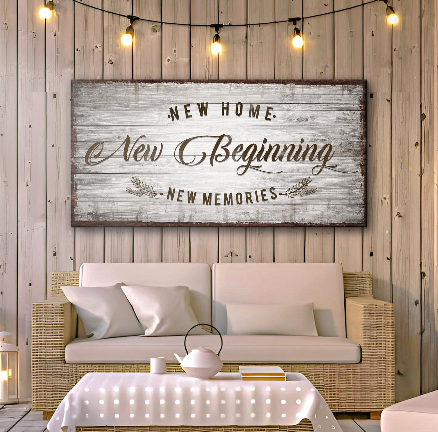 New Home New Beginning Canvas Sign - Housewarming Art