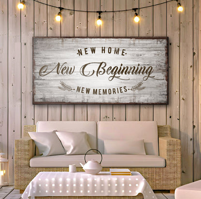 New Home New Beginning Canvas Sign - Housewarming Art