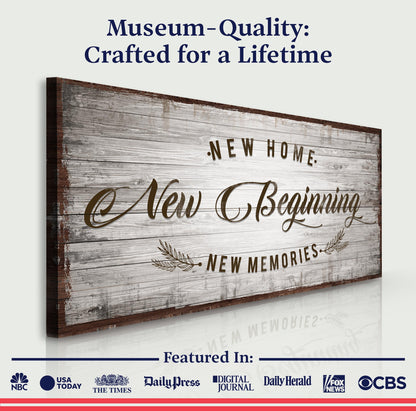 New Home New Beginning Canvas Sign - Housewarming Art