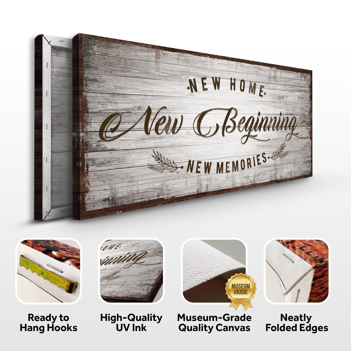 New Home New Beginning Canvas Sign - Housewarming Art