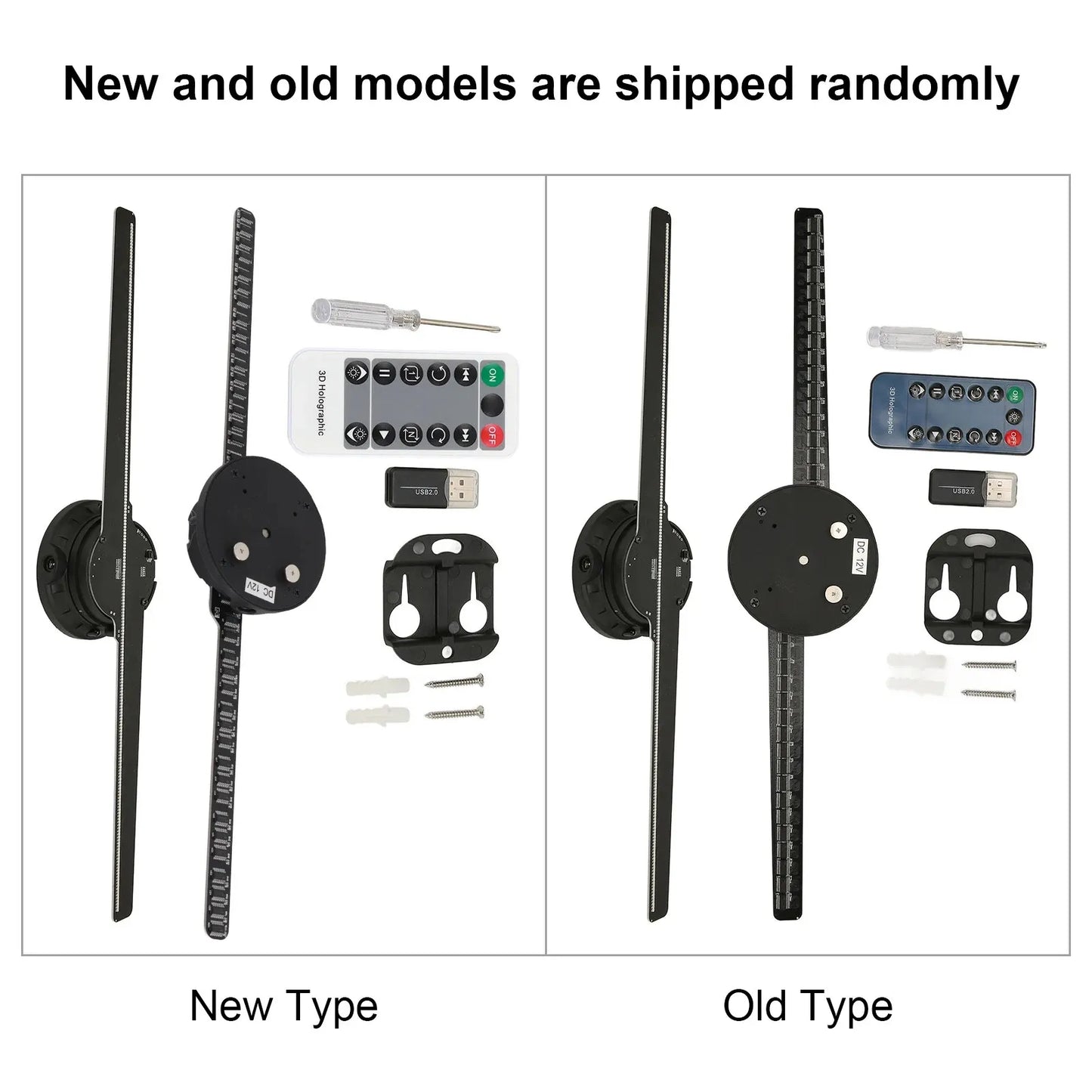 New Complete 3D hologram fan kit with Memory, adapter, screws, and mounting bracket