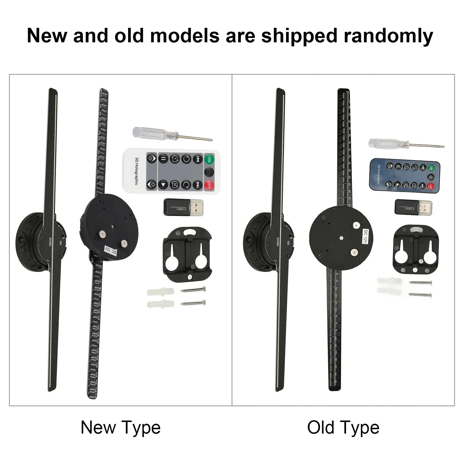 New Complete 3D hologram fan kit with Memory, adapter, screws, and mounting bracket