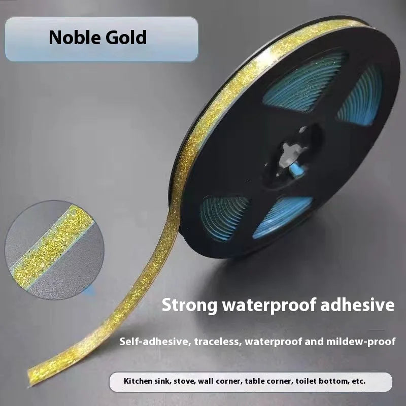 Noble gold decorative waterproof seam strip with self-adhesive backing for kitchen and bathroom corner trim