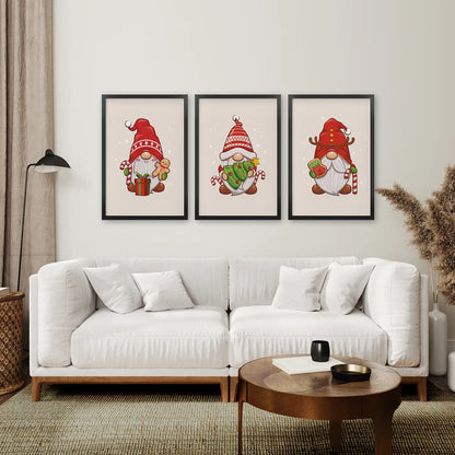 Christmas Gnomes Kids Room Wall Art Set of 3