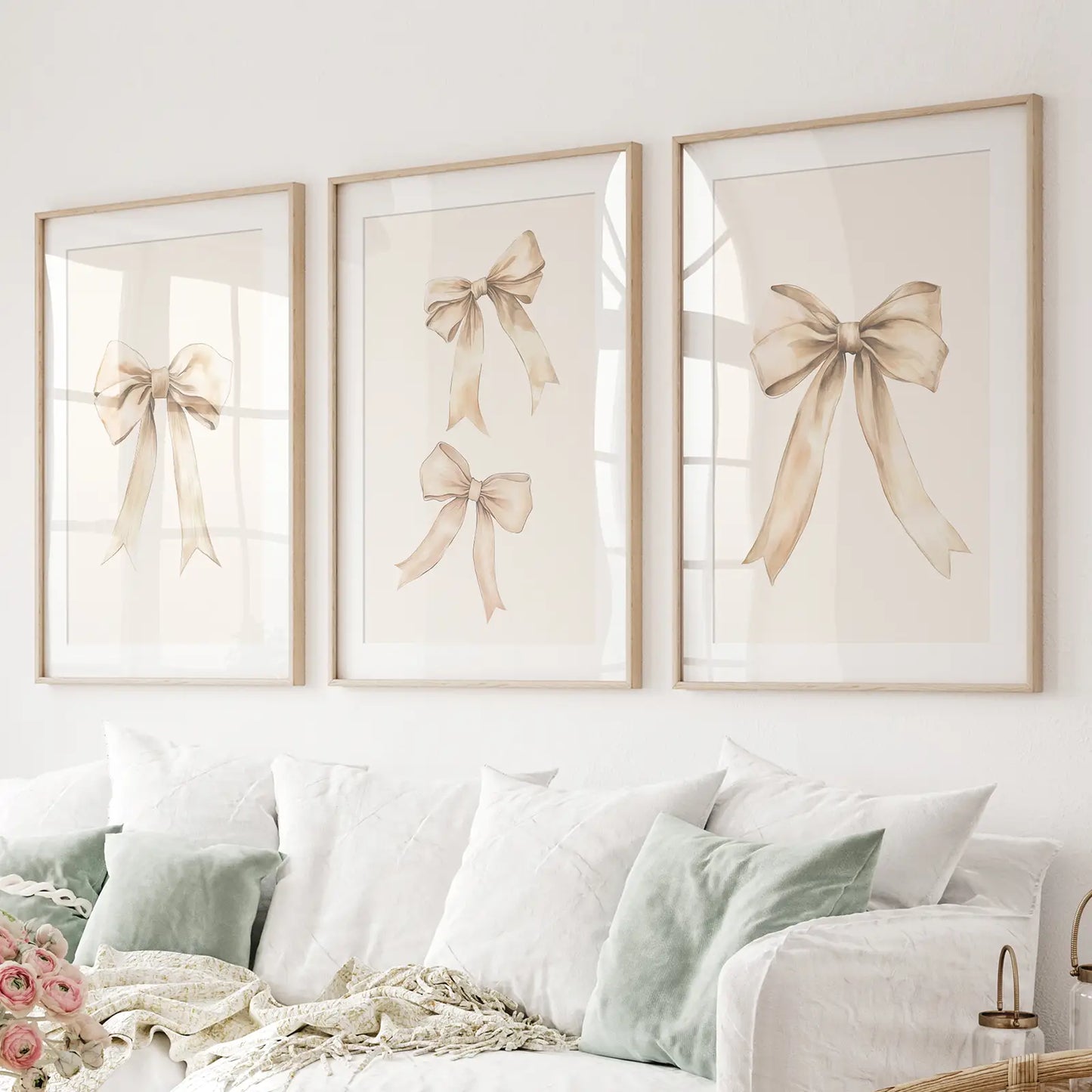 Set of 3 aesthetic bows nursery wall art prints
