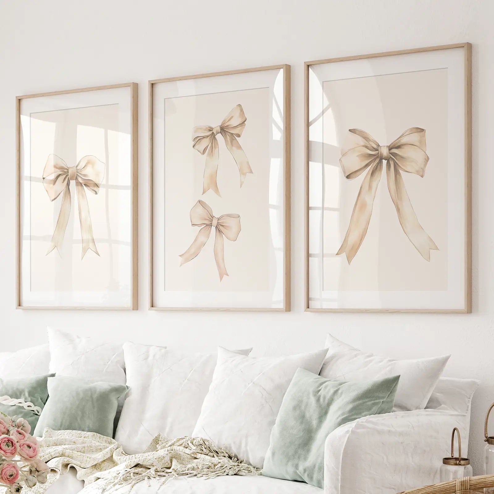 Set of 3 aesthetic bows nursery wall art prints